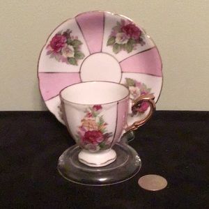 Hand painted vintage demitasse teacup and saucer